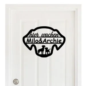 tuerschild-hundesilhouette-personalisiert-milo-archie-zwei-hunde Personalisierter Hundekopf als Türschild mit zwei Hunden und individuellen Namen