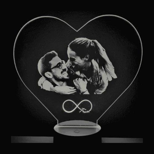 LED Foto-Lampe mit Paarfoto weiß beleuchtet, verschiedene Farben einstellbar