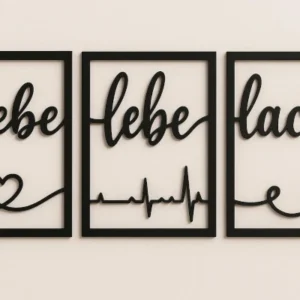 Lebe liebe lache Lebe Liebe Lache - 3 Wandbilder in Schwarz