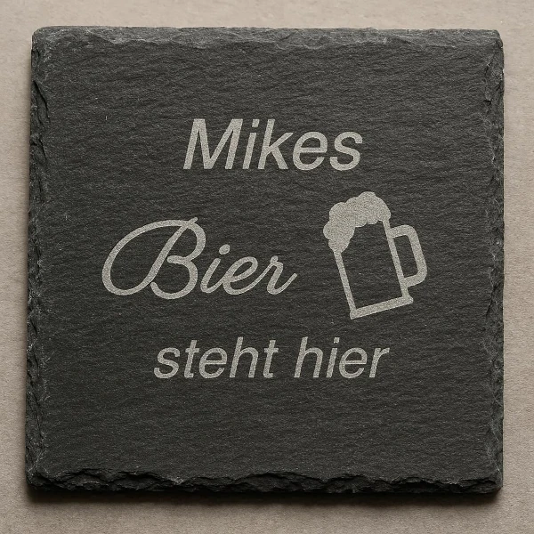 Personalisierbarer Untersetzer Schiefer Bier mit Wunschnamen