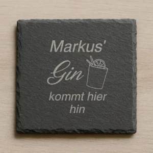 Schiefer Gin Personalisierbarer Untersetzer Schiefer Gin mit Wunschnamen