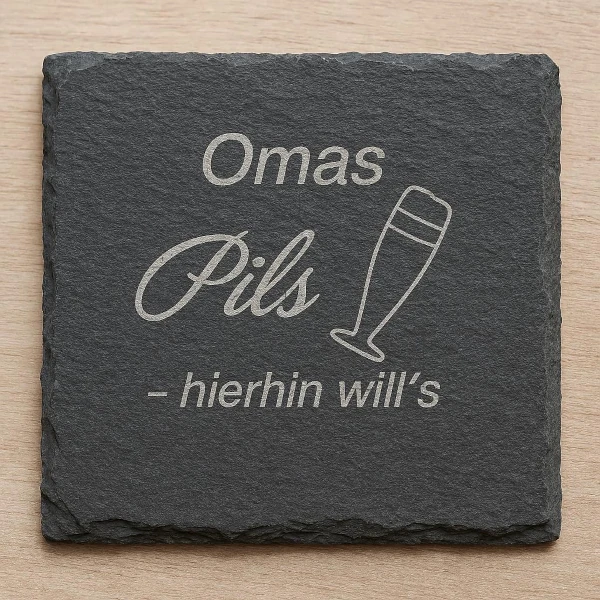Personalisierbarer Untersetzer Schiefer Pils mit Wunschnamen