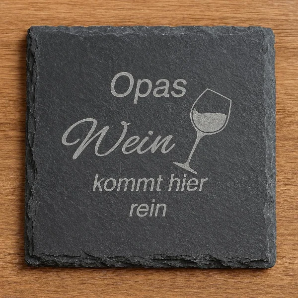 Personalisierbarer Untersetzer Schiefer Wein mit Wunschnamen