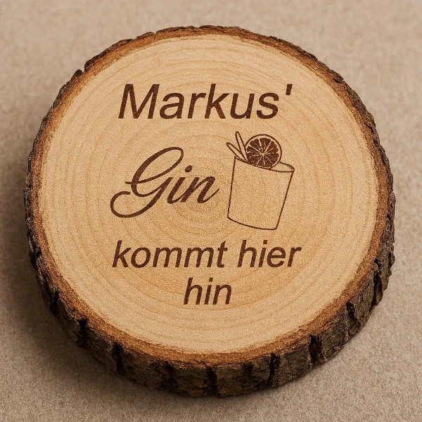 personalisierte baumscheibe mit spruch gin und wunschname