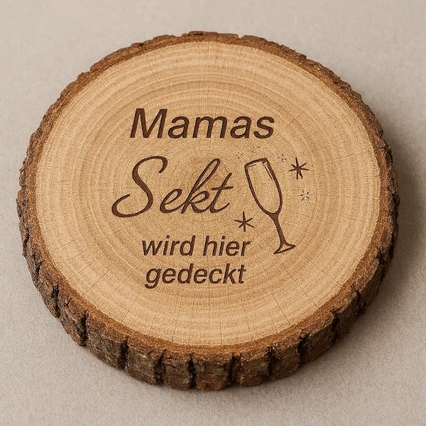 personalisierte baumscheibe mit spruch sekt und wunschname