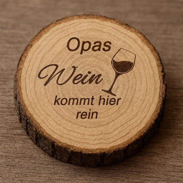 personalisierte baumscheibe mit spruch wein und wunschname
