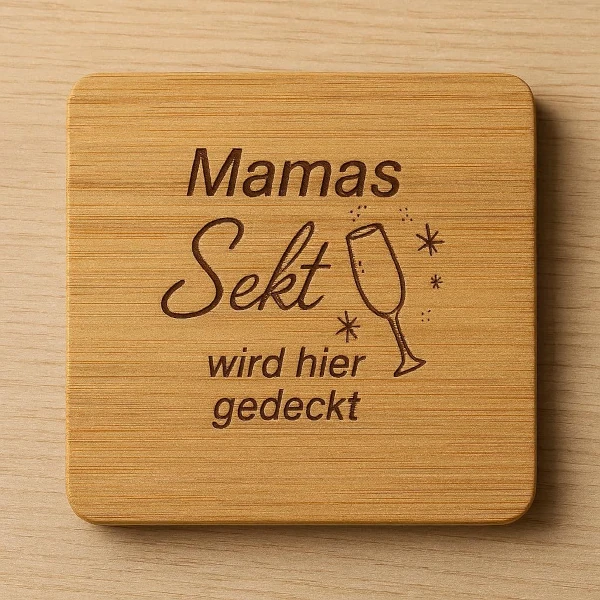 bambus‑untersetzer mit spruch sekt und namensgravur